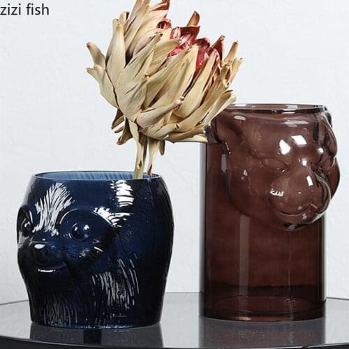 Glass Flower Vase Sloth Animal Decoration Crafts Dried Flowers Flower Arrangement Vases Hydroponic Vase Flower Basket Flower Pot