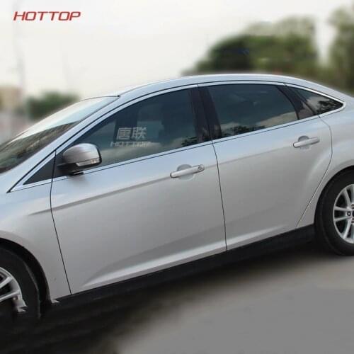 Topunion For 2012-2017 Ford Focus Mk3 Sedan Chrome Door Upper Bottom Window Lining Frame Sill Belt Trim Cover Molding Garnish