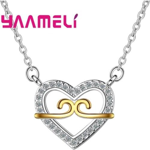 Hot Elegant Luxurious Heart Shape Jewelry For Women Girl 925 Sterling Silver Pendant Necklace Romantic Sweet Gifts Free Shipping