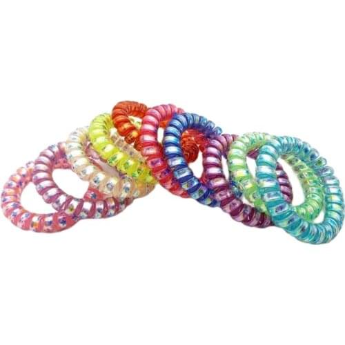 10Pcs/Lot Size 5CM Small Star Print Telephone Wire Hair Band Rope Accessories Gum Random Color Hairwear
