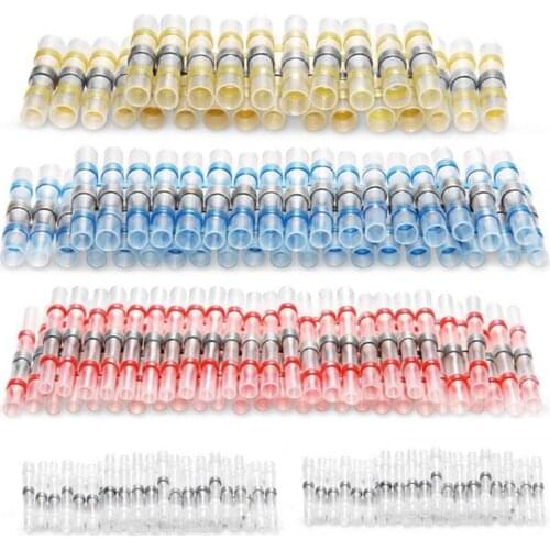100PCS AWG26-10 Heat Shrink Soldering Seal Sleeves Waterproof Butt Terminals Insulated Electrical Wire Connectors Kit