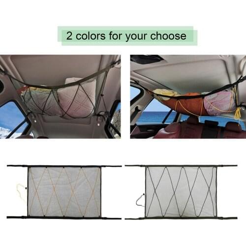 2 Pieces 35'x25' Elastic Car Roof Ceiling Cargo Mesh Bag for Jeep Van SUV