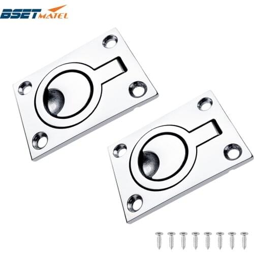 2PCS 62*44mm Stainless Steel 316 Marine Boat Deck Hatch Flush Pull Lift Handle Ring Door Knobs Pull Ring Hardware Accessories