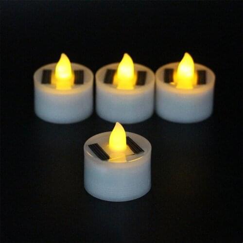 36Pcs Solar Powered LED Electronic candle Flickering Flameless lamp Tea Light Wedding Xmas Party table centerpiece decor-Yellow