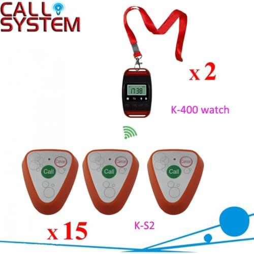 433.92mhz restaurant service equipment K-S2 triangle button with K-400 watch Waiter Call Bell System