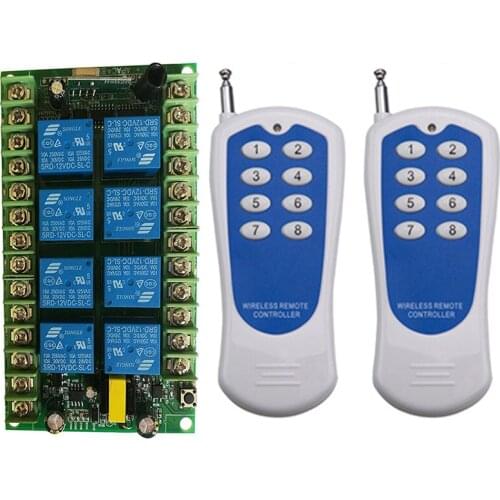 500m AC 220V 8 Channels 8CH RF Wireless Remote Control Switch Remote Control System receiver transmitter 8CH Relay 315/433 MHz