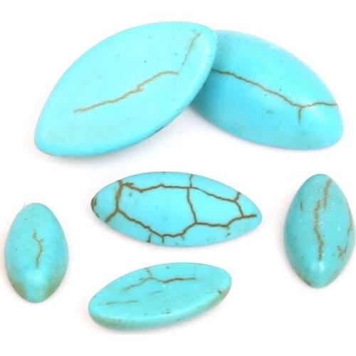 5x10/6x12/7x14/9x17mm Horse Eye Shape Synthetic Blue Calaite Flat Back Cabochons Beads for DIY Jewelry & Craft Making