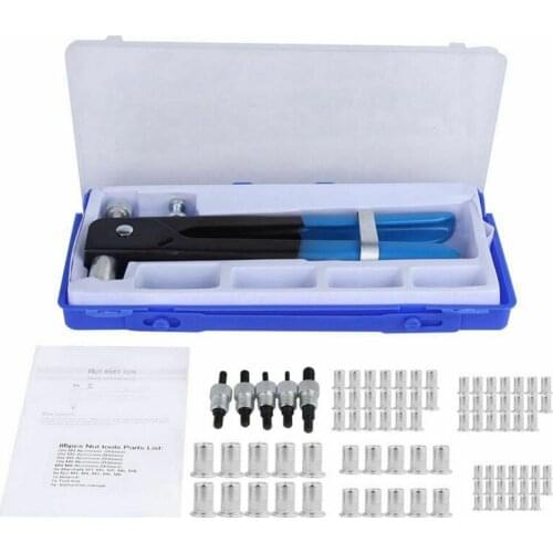 86PCS Riveting Gun, Rivet Hand Tool Kit, Wrench Nut Insert and Mandrel with Box