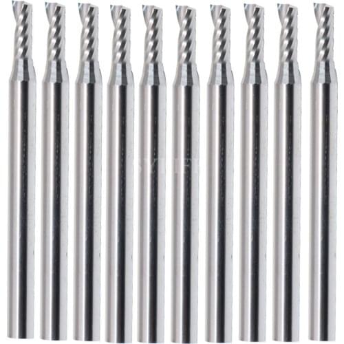 Acrylic ABS Carbide Single Flute Spiral Bit CED 2.5mm CEL 6mm Pack of 10