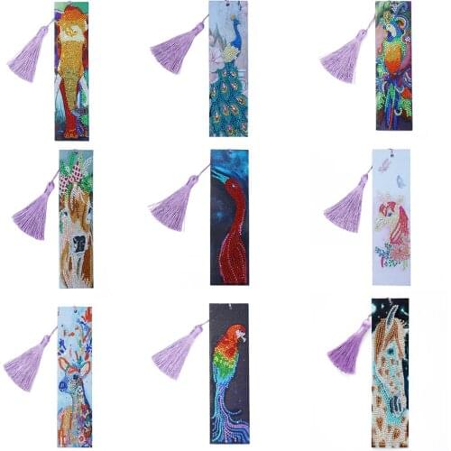 Diamond Painting Cartoons Bookmark DIY Special Shaped Diamond Mosaic Leather Tassel Book Marks Diamond Embroidery Cross Stitch