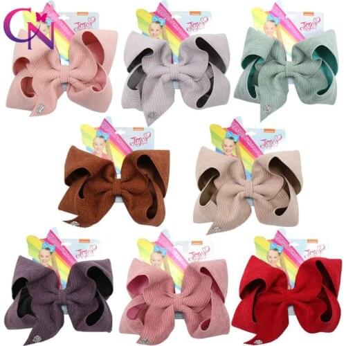 CN 8 Pcs/lots 7" Jojo Bows For Girls/ Jojo Siwa Large Solid Velvet/Corduroy Hair Bows Bow Knot Hair Clips Hair Accessories