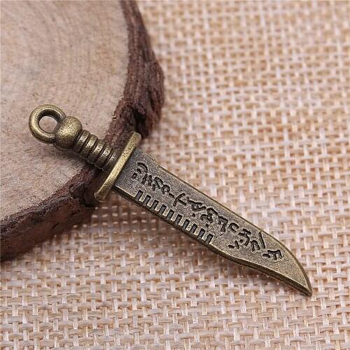 Free shipping 25pcs 44x11mm antique bronze Dagger charms diy retro jewelry fit Earring keychain hair card pendant accessories