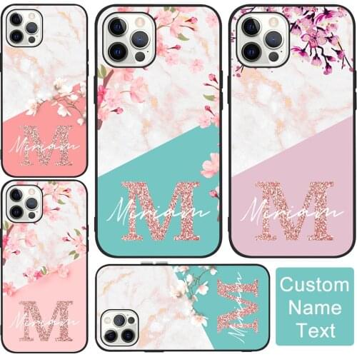 Custom Name Flower Phone Case For iphone 11 12 Pro Max 7 8 Plus X XS XR Soft Liquid Silicone Cover Boys and girls Gift 2021 New