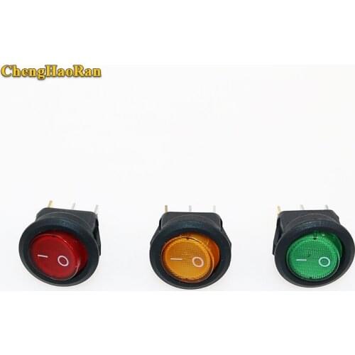 ChengHaoRan 1pcs Red yellow green Light ON-OFF SPST Round Rocker Switch 6A/250V 10A/125V AC Car Boat LED Light
