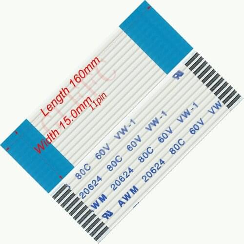 11pin 1.25pitch 160mm-4000mm A-type Flexible Flat Cable FFC awm 20624 ROHS for TTL LCD DVD Computer
