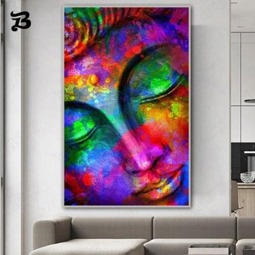 Canvas Painting Buddha Oil Painting Colorful Canvas Poster Print Wall Art Picture for Living Room Entrance Bedroom Decoration