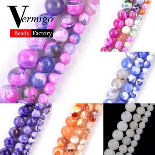 Natural Multicolor Rose Red Fire Agates Round Beads For Jewelry Making 6/8/10mm Diy Necklace Bracelet Spacer Loose Beads 15"