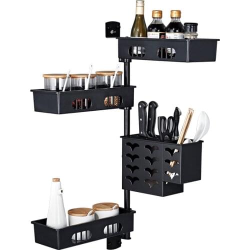 Punch-free kitchen corner frame rotatable kitchen racks seasoning storage box knife rack shelf wall hanging