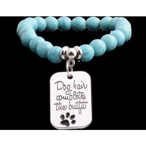 Lovely Paws Dog Tag Footprints Charm Bracelet Dog Hair Completes The Outfit Beads Chain Bangle Women Jewelry Family Friends Gift