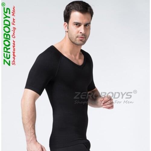 Fashion Mens Comfortable underwear men Body Shaper Shapewear Short Sleeve V-neck Undershirt