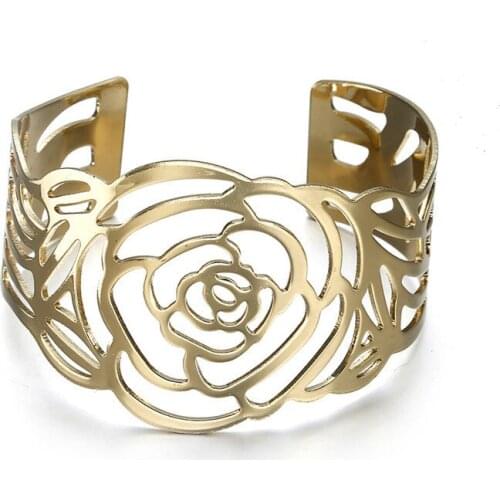 Fashion Metal Open Bracelet 0ut Cuff Bracelet Bracelet Rose Shaped Punk Hip Hop Girls New Style