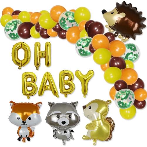 1 Set Forest Theme Party Balloons Set Oh Baby Baby Shower Latex Balloons Arch Kids Jungle Animals Birthday Party Decoration Toys