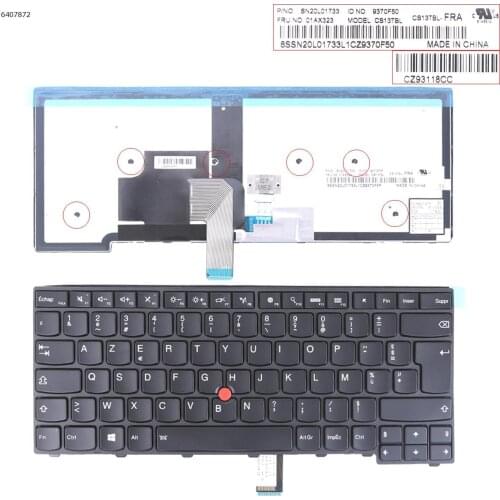French AZERTY New Keyboard for Lenovo Thinkpad E440 L440 L450 L460 L470 20J4 20J5 20JU 20JV / Black with Backlit & Pointer