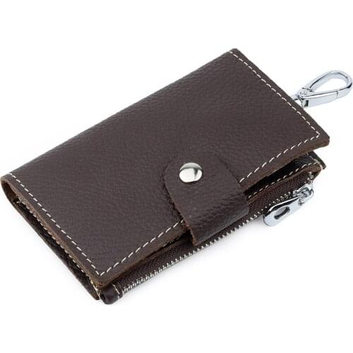 Novelty Top Leather Multifunctional Car Key Bags Mens Waist Hanging Large Capacity Purses Keychain Holder Zipper Pouch Wallet