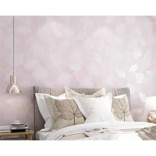 Beibehang Modern non-woven wallpaper roll Stylish leaf wedding room girl room wallpaper pink blue bedroom 3d wallpaper behang