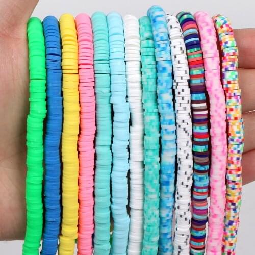 320Pcs 6mm Flat Round Polymer Clay Beads Chip Disk Loose Spacer Handmade Beads For DIY Jewelry Making Bracelet Finding