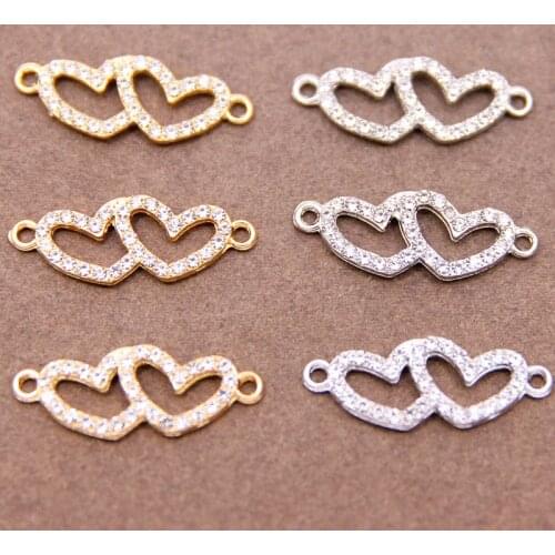 6pcs 28*10*2mm white K Color KC Gold Color Hollow Heart Connector Charms For Jewelry Making DIY Jewelry Findings