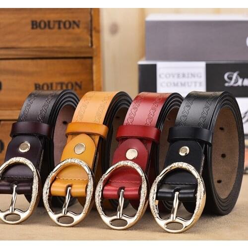 Genuine Leather Belts for Women Second Layer Cowskin Woman Belt Vintage Pin Buckle Strap Jeans Woman Dress Corset Belt