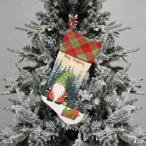 Christmas Stockings Xmas Stockings Decorations Forest Santa Claus Gift Candy Bag for Holiday Party Home Decoration