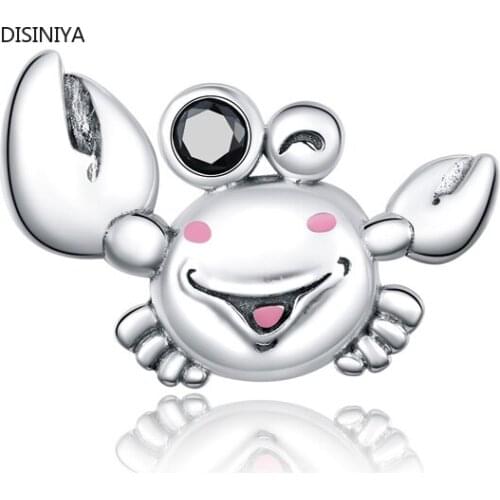 Disiniya 925 Sterling Silver Little Crab Charm for Original Bracelet or Bangle Silver 925 DIY Jewelry Make Accessories SCC291655