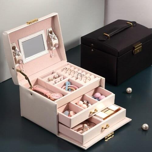 Jewelry Box Portable Storage Organizer Earring Holder Zipper Women Jewelry Display Travel Case