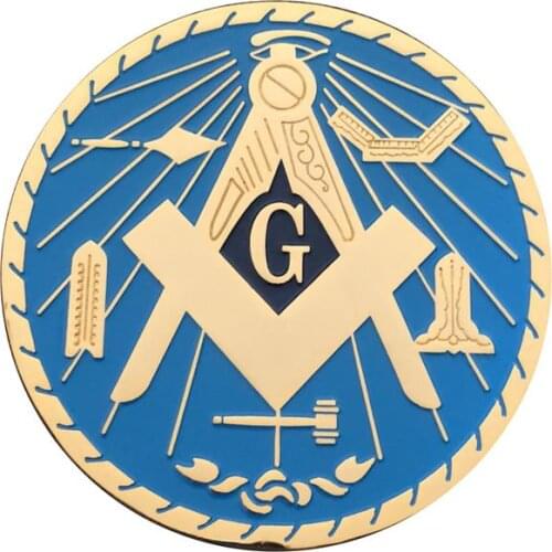 Masonic Car Emblem Silver Mini Tools Mason Auto Decal Badge