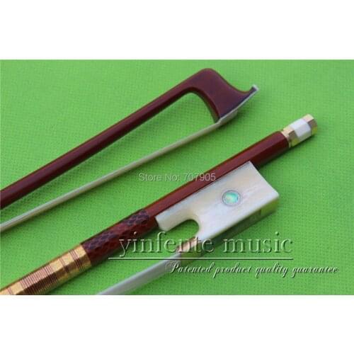 NJX-0044# 4/4 Brazilwood Violin Bow white OX horn f rog 1 pcs Straight Pretty inlay Color
