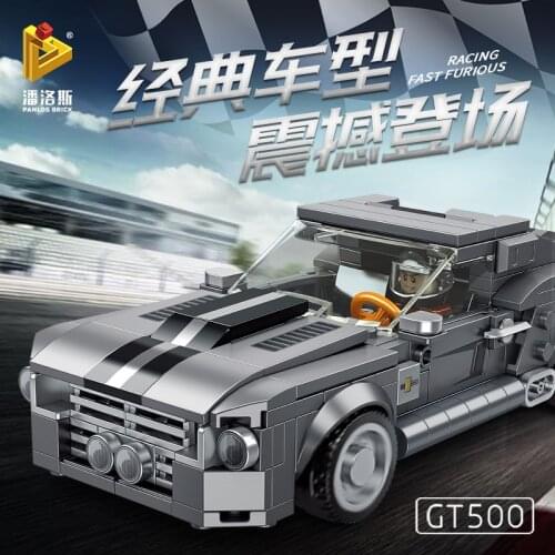 Mustang GT500 Super Racing sport Famous Car World car model Boy Assembled Particle Building Block Toys for children gifts