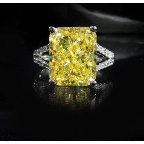 Charms 100% 925 Sterling 8*10MM 3CT Radiant Square Cut High Carbon Diamond Citrine Pink Gemstone Rings For Women Fine Jewelry