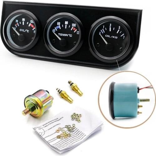 52mm Oil Pressure Triple Gauge Kit Oil Temp Water Temp Car Pointer Meter