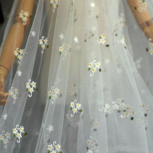 150cm Wide Flower Embroidery Tulle Soft Mesh Fabric For Dress Skirt Transparent Lace Net fabric Gauze Apparel Cloth DIY Sewing