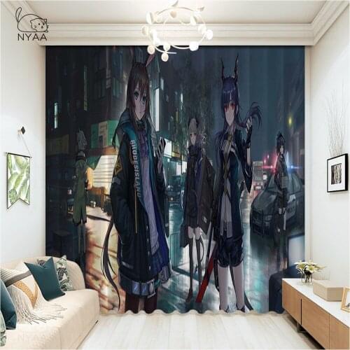 Game Arknights Women Cute Cartoon Curtain For Kitchen Window Home Curtains For ChildrenS Room Hotel Curtain Hook Micro Shading