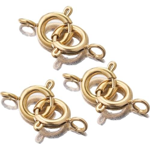 10pcs/lot Gold Stainless Steel Round Claw Spring Clasps Hooks for Bracelet Necklace Connectors DIY Jewelry Making Supplies