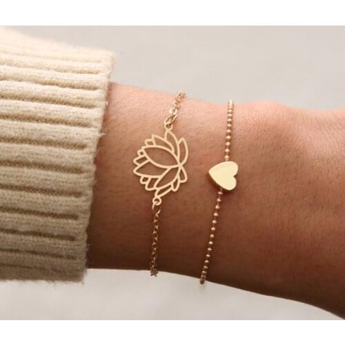New Female Personality Hollow Lotus Gold Bracelets Christmas Bangle Gift For Women Jewelry Gift 2021