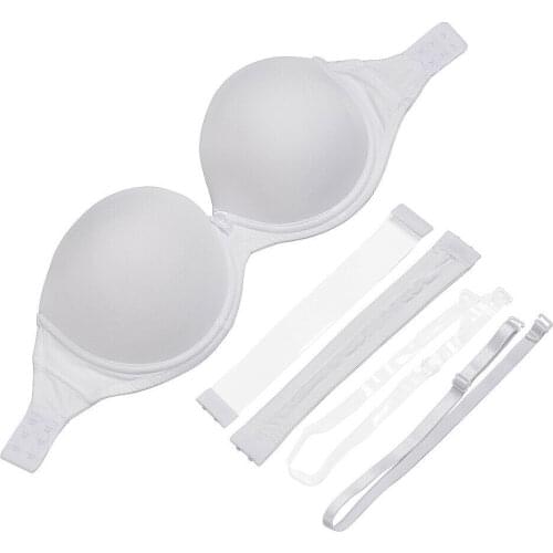 Vgplay Solid Push-up Women Bra Strapless Padded Halter Bras for Women Plus Size Multiway Underwear 32-42 Size A B C D E F Cup