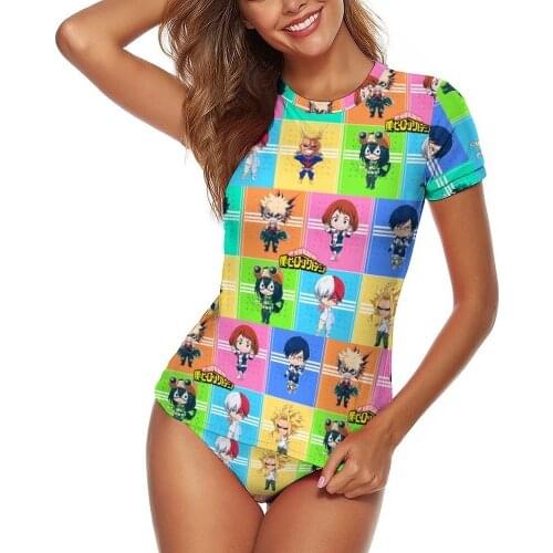 My Hero Academia Women Tankinis Swimsuits MHA Two Piece Bathing Set Anime Cosplay Sexy Bikini Swimwear T-shirt Top Swimming Suit