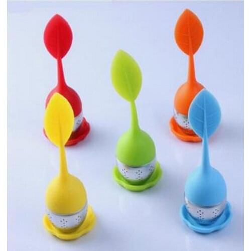 100pcs/lot, Tea Infuser tools Leaf Silicone with Food Grade make tea bag filter 5 colors Stainless Steel Tea Strainers in sotck