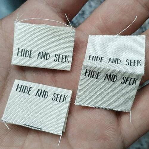 1000pcs loop fold Beige cotton ribbon cloth label print care label 2.5 * 4 cm