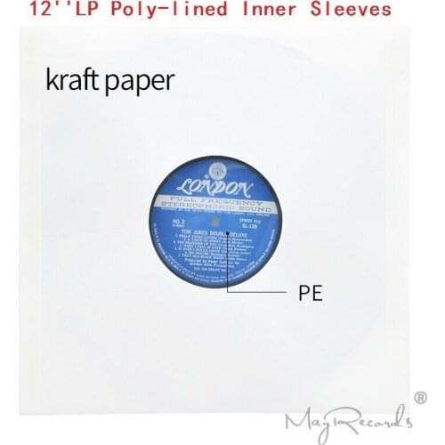 20PCS New High Quality Heavyweight Anti-static White Poly-lined Kraft Paper For 12'' LP Record Vinyl Inner Sleeves