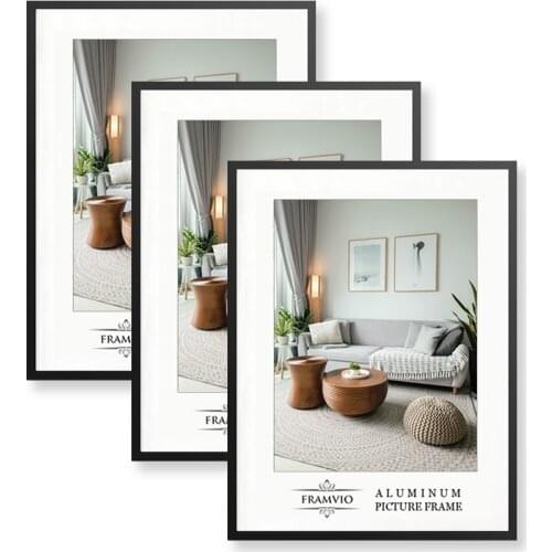 3 Pcs Picture Photo Frames Metal 30x40cm A4 40x50cm Black White Plexiglass Matte for Poster Wall Art Canvas Print Home Decor